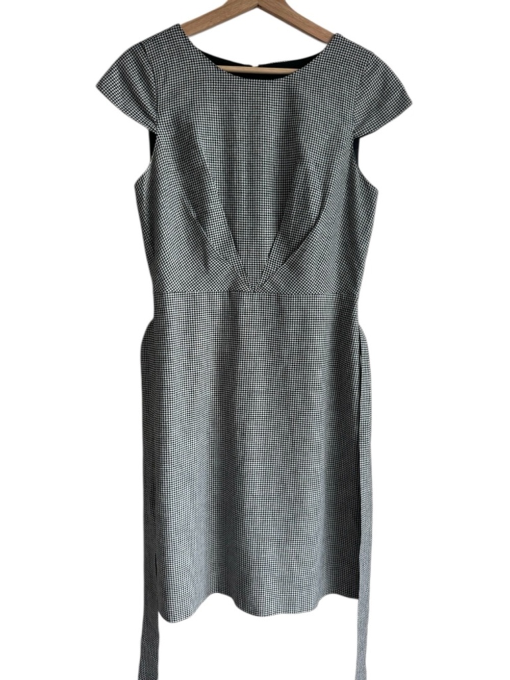 J.Crew Size 6 Houndstooth Linen Blend Sheath Dress Belted Classic Chic - Picture 6 of 16